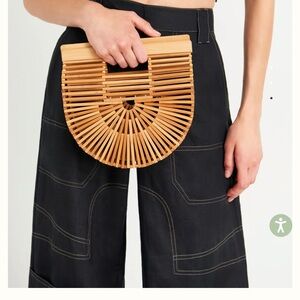 Cult Gaia Tan Bamboo Clutch